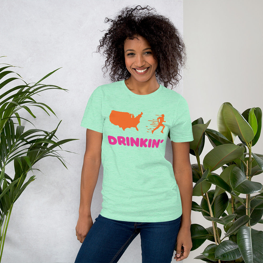 USA Runs on Drinkin' Unisex t-shirt