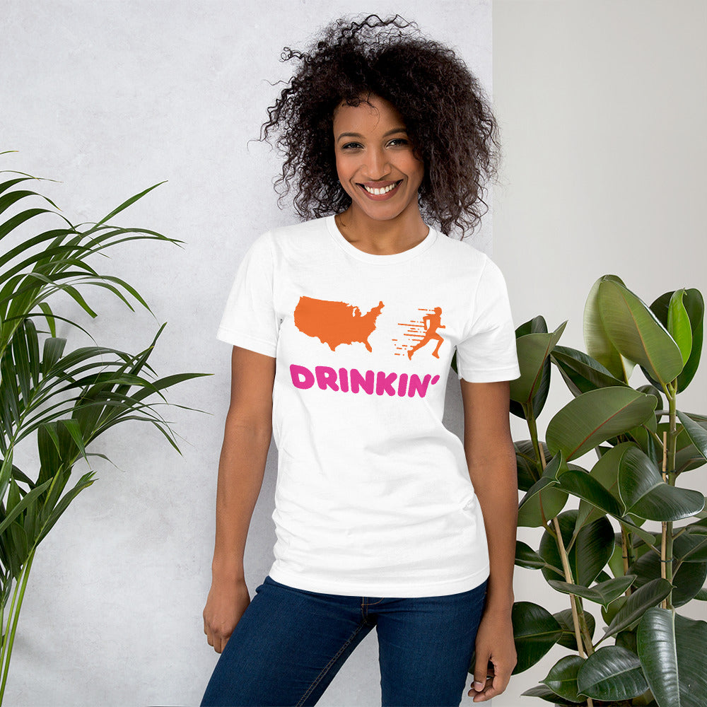 USA Runs on Drinkin' Unisex t-shirt