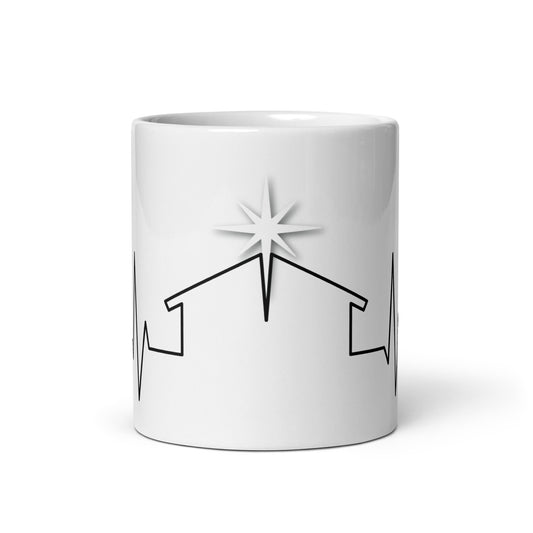 Nativity Heartbeat White glossy mug