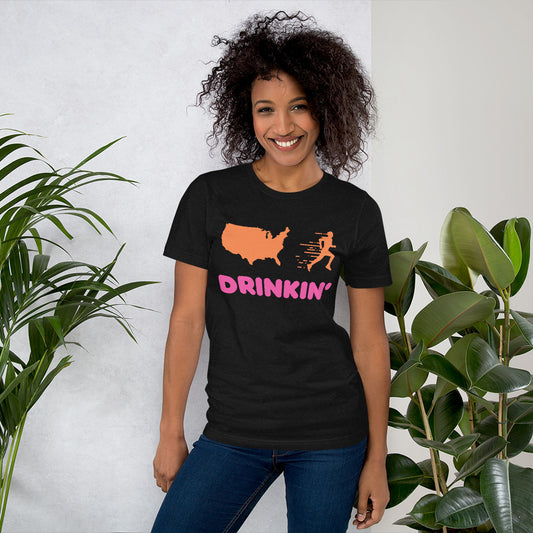 USA Runs on Drinkin' Unisex t-shirt